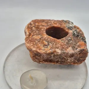 Orange Calcite Candle Holder, Crystal Candle Tea Light