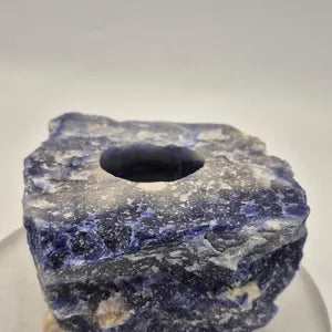 Sodalite Candle Holder, Crystal Candle Holder, Rough Blue CrystalTealight Holder