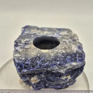 Sodalite Candle Holder, Crystal Candle Holder, Rough Blue CrystalTealight Holder