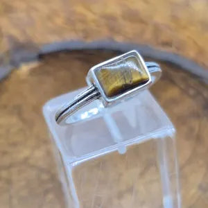 Tiger Eye Silver Plated Adjustable Minimal Ring for Women