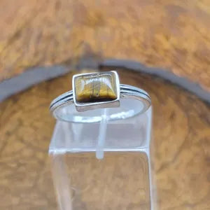 Tiger Eye Silver Plated Adjustable Minimal Ring for Women