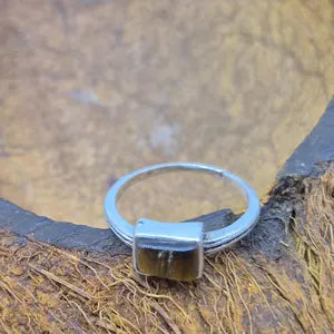 Tiger Eye Silver Plated Adjustable Minimal Ring for Women