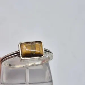 Tiger Eye Silver Plated Adjustable Minimal Ring for Women