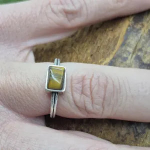 Tiger Eye Silver Plated Adjustable Minimal Ring for Women