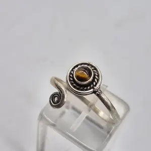 Tiger Eye Silver Plated Adjustable Minimal Ring for Women