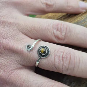 Tiger Eye Silver Plated Adjustable Minimal Ring for Women