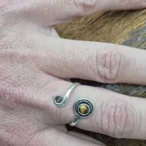 Tiger Eye Silver Plated Adjustable Minimal Ring for Women