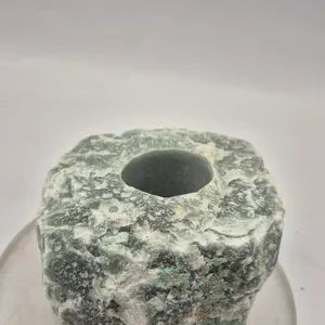Green Aventurine Candle Holder, Rough Green Crystal Candle Base, Raw Stone Tea Light Holder