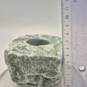 Green Aventurine Candle Holder, Rough Green Crystal Candle Base, Raw Stone Tea Light Holder