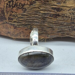 Labradorite Silver Plated Adjustable Ring, Flashy Crystal Ring for Her