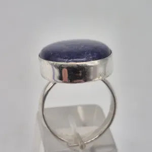 Lapis Lazuli Silver Plated Adjustable Ring, Blue Crystal Ring for Men and Women