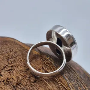 Lapis Lazuli Silver Plated Adjustable Ring, Blue Crystal Ring for Men and Women