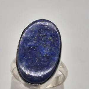 Lapis Lazuli Crystal Silver Plated Adjustable Ring