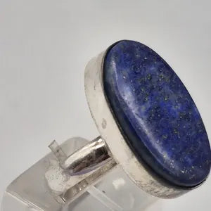 Lapis Lazuli Crystal Silver Plated Adjustable Ring