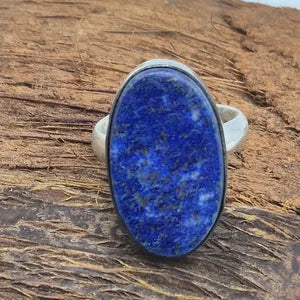 Lapis Lazuli Crystal Silver Plated Adjustable Ring