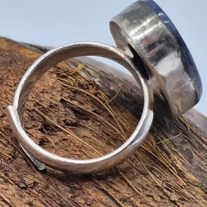 Lapis Lazuli Crystal Silver Plated Adjustable Ring