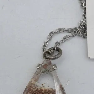 Lodolite - Garden Quartz Silver Bezel Necklace with Steel Chain