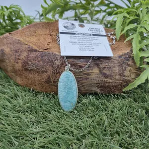 Amazonite Silver Pendant Necklace, Crystal Necklace for Him and Her