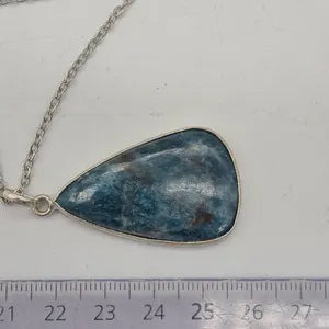 Apatite Silver Bezel Pendant Necklace with Steel Chain