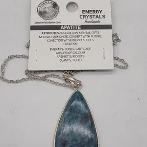 Apatite Silver Bezel Pendant Necklace with Steel Chain