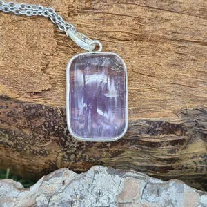 Natural Amentrine Sterling Silver Necklace, Purple Crystal Necklace for Him and Her