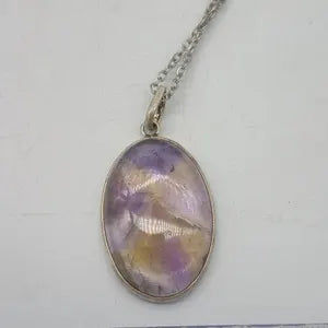 Ametrine Silver Bezel Necklace with Steel Chain, Gemstone Necklace for Him and Her