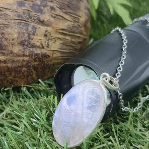 Rose Quartz Sterling Silver Bezel Necklace in Steel Chain, Birthstone Necklace Gift for Him and Her