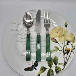Handcrafted Green Agate Brazilian Cutlery Set with Stainless Steel – Elegant Design Crystal Set for Dining