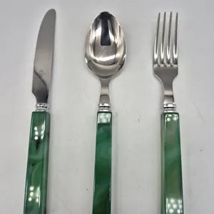 Handcrafted Green Agate Brazilian Cutlery Set with Stainless Steel – Elegant Design Crystal Set for Dining