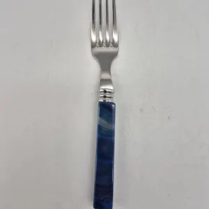 andcrafted Blue Agate Brazilian Cutlery Set with Stainless Steel – Elegant Design Crystal Set for Dining
