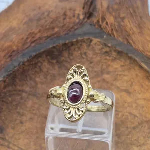 Red Garnet Brass Adjustable Ethnic Ring
