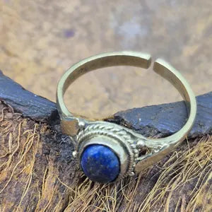 Lapis Lazuli Brass Adjustable Ring