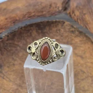 Carnelian Brass Adjustable Ring for Women