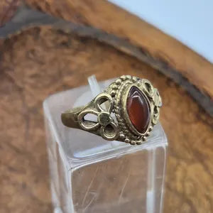 Carnelian Brass Adjustable Ring for Women