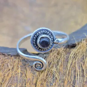 Amethyst Silver Plated Adjustable Ethnic Ring