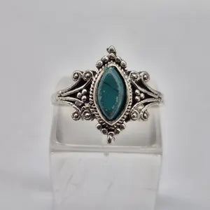 Turquoise Silver Plated Adjustable Ring, Blue Crystal Ring for Her