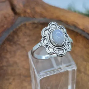 Moonstone Crystal Ring, Silver Plated Adjustable Ring for Women