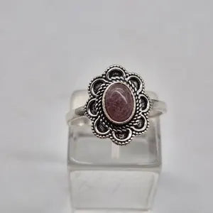 Rose Quartz Silver Plated Adjustable Ring for Women