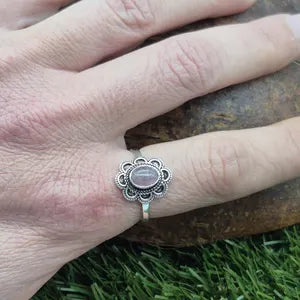 Rose Quartz Silver Plated Adjustable Ring for Women