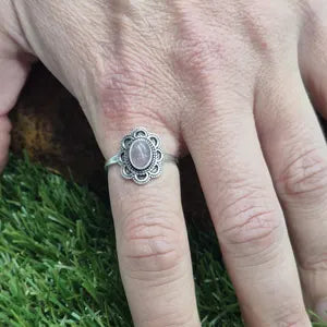 Rose Quartz Silver Plated Adjustable Ring for Women