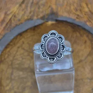 Rose Quartz Silver Plated Adjustable Ring for Women