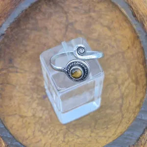 Tiger Eye Silver Plated Adjustable Minimal Ring for Women