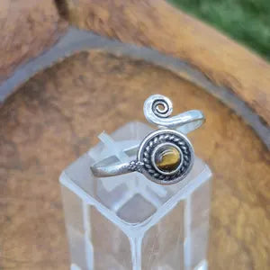 Tiger Eye Silver Plated Adjustable Minimal Ring for Women