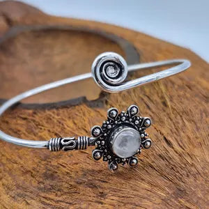 Moonstone Cuff Bracelet – Silver Plated Adjustable Ethnic Jewelry