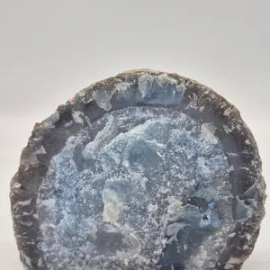 Natural Blue Agate Geode Stand - Polished Agate Crystal