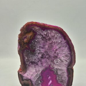 Self-Standing Fuchsia Agate Stone | Pink Agate Crystal Decor