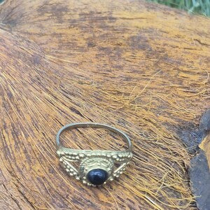 Black Tourmaline Adjustable Brass Ring for Women