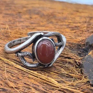 Carnelian Silver plated Adjustable Ring for Women