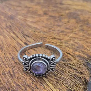 Amethyst Silver Plated Adjustable Ring for Women