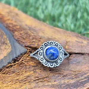Lapis Lazuli Silver Plated Adjustable Ring for Women